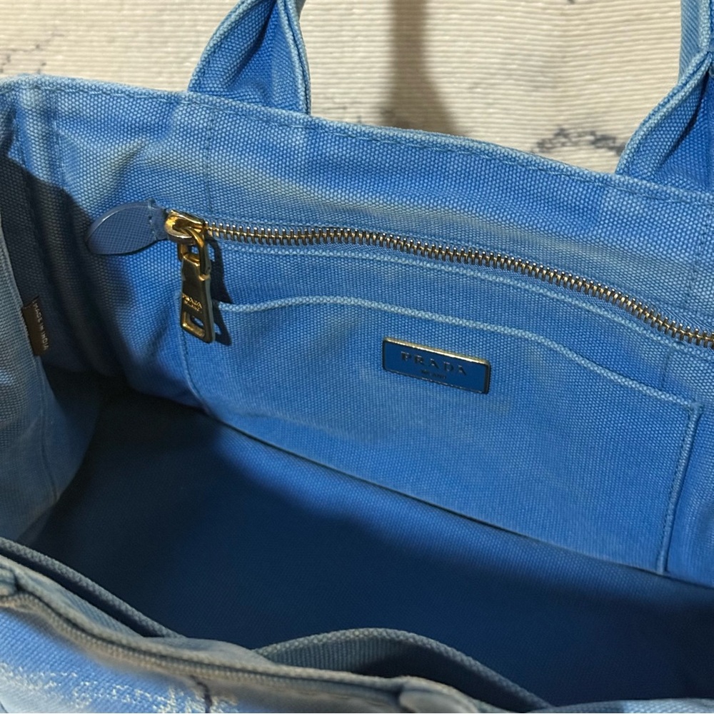 Prada Preloved Blue Canapa Tote / Crossbody - Picture 7 of 10